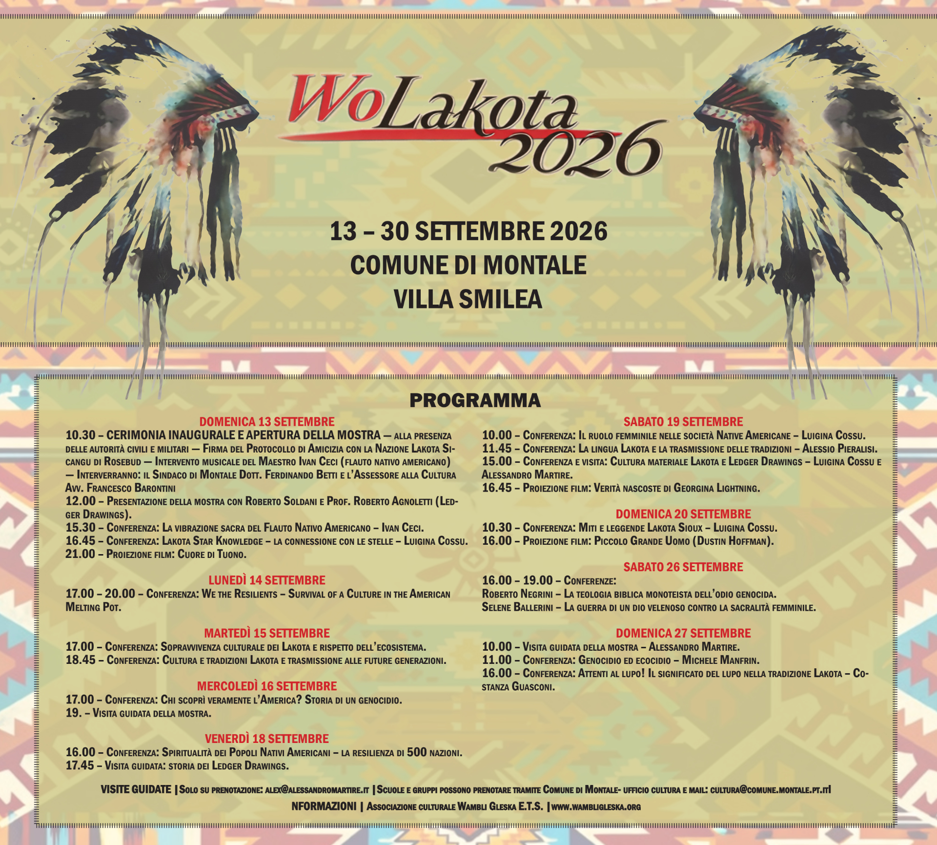 Wolakota 2026 – The Remembrance Day – Conferenza/concerto a Montale (Pistoia) 13 Settembre 2026
